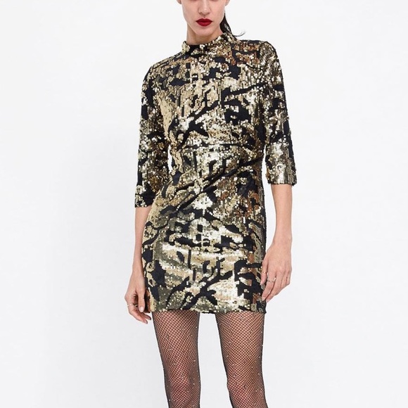 Zara Dresses & Skirts - Zara sequin keyhole back mini dress